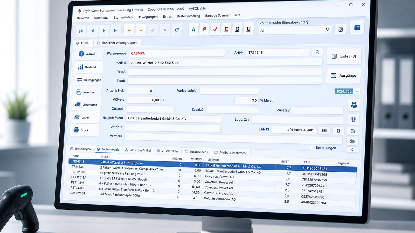 LAGER 6000 Oberfläche auf Monitor